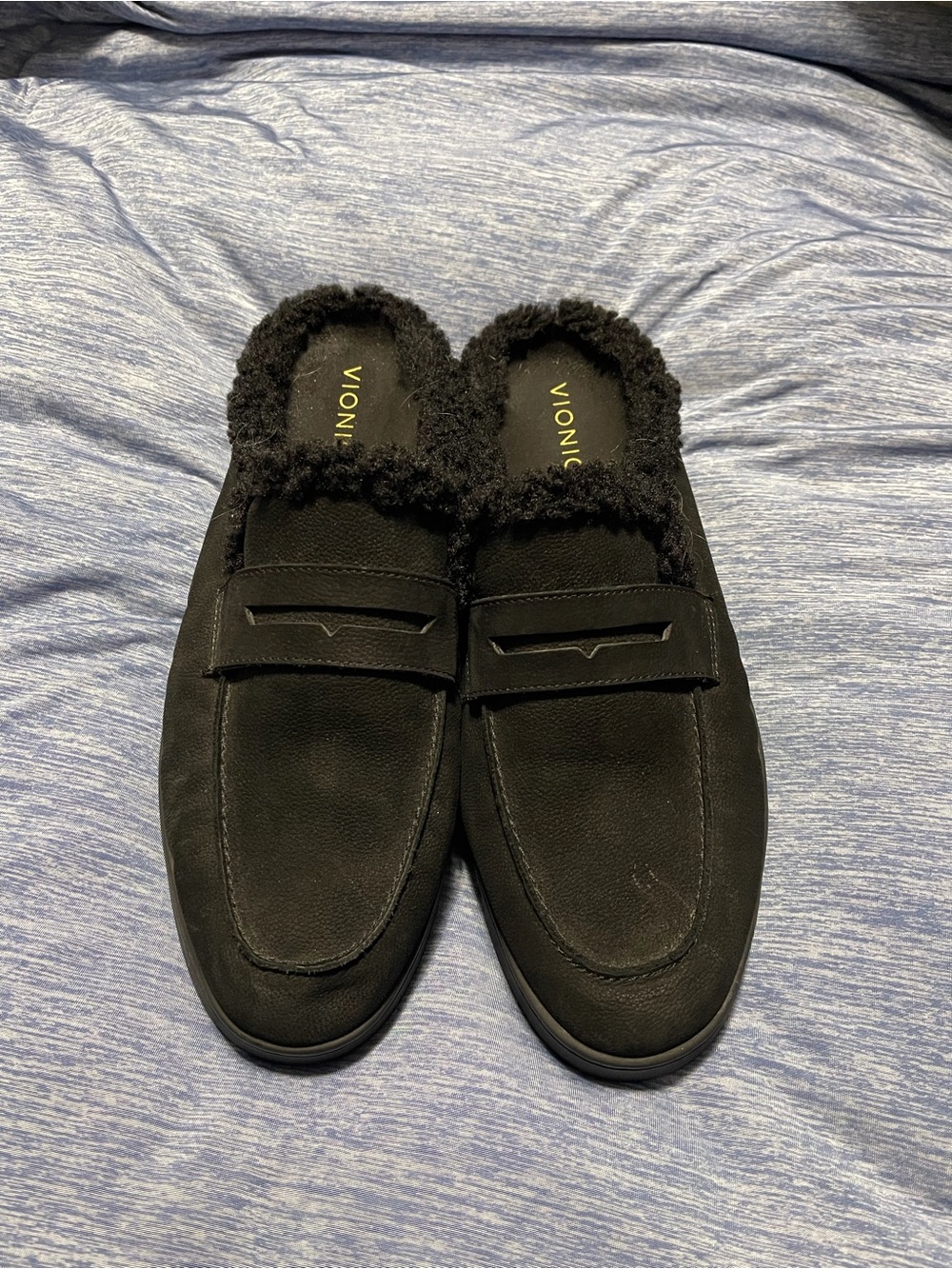 Vionic Black Faux-Shearling Slip-On